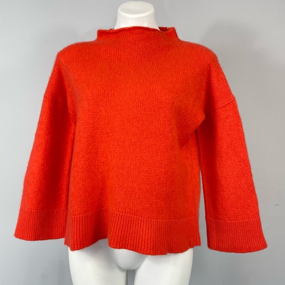 SMINFINITY 100% Cashmere Orange Thick Heavy Chunky Knit Boxy Mock Neck Sweater M - Picture 5 of 16